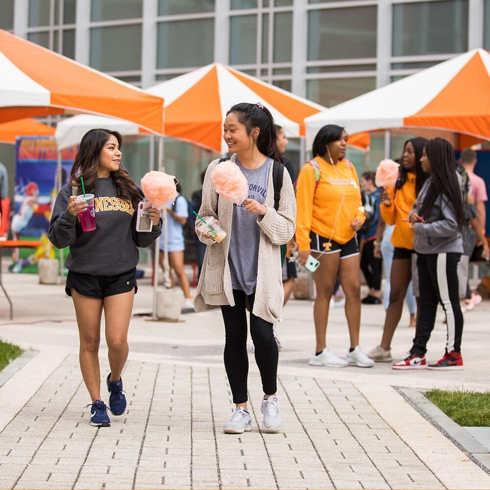 Students walking on campus.