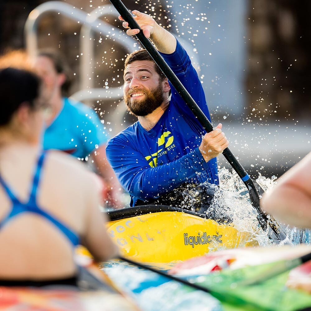 Students kayaking.