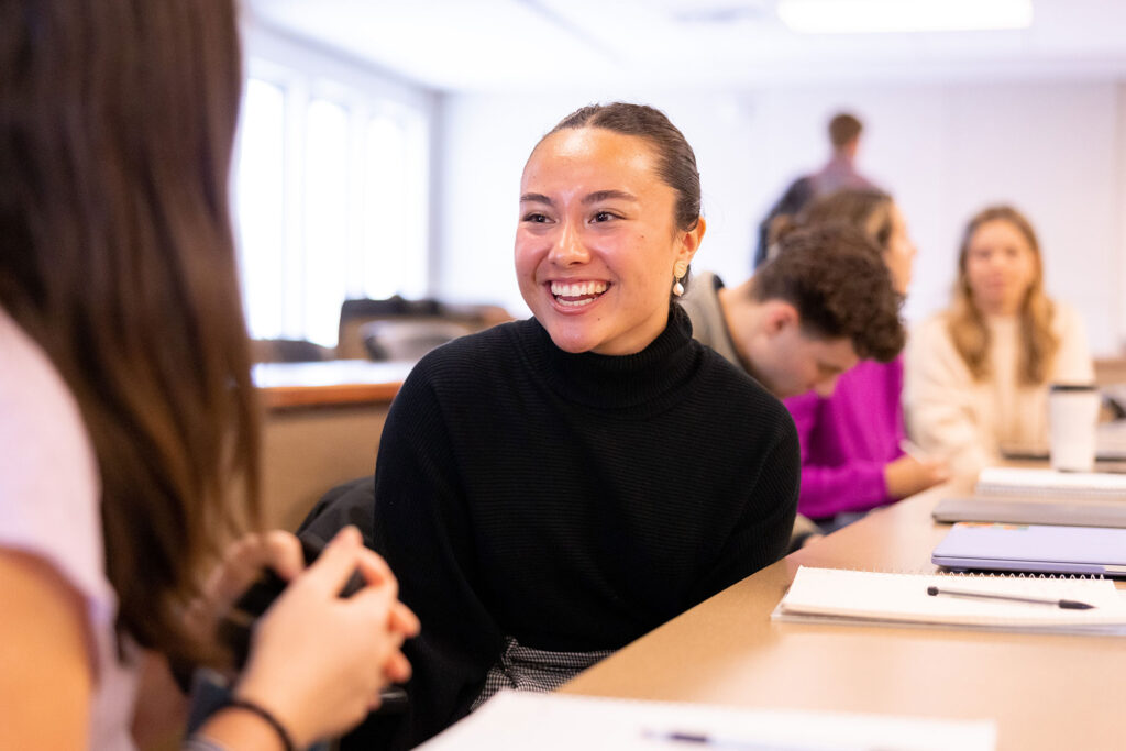 students collaborate in a class